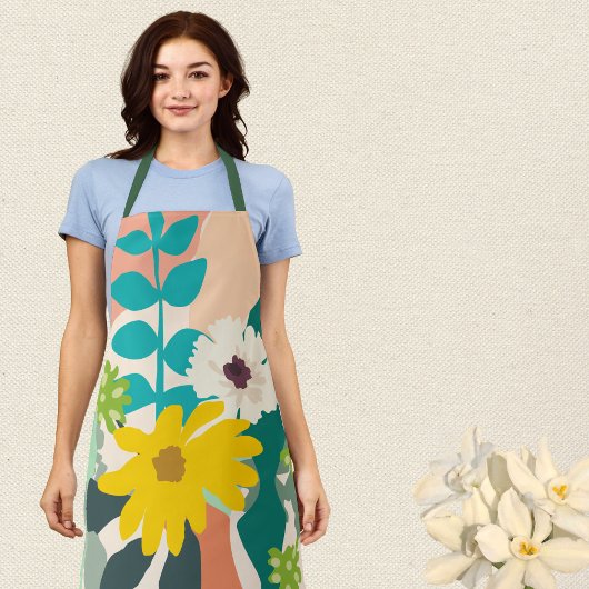 Gele Daisy Abstracte moderne kleurenblokken Schort