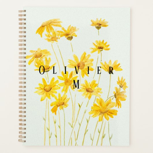 gele daisy aquarel schilderij planner (Voorkant)