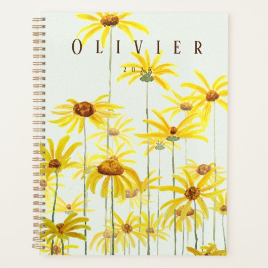 gele daisy aquarel schilderij planner (Voorkant)