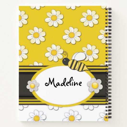 Gele Daisy Bee Spiraal Notebook Notitieboek (Achterkant)