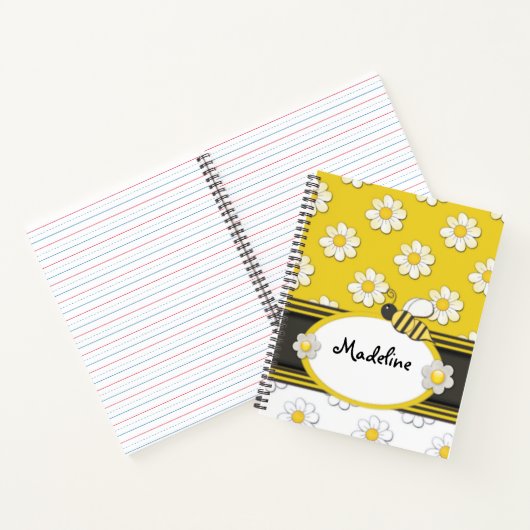 Gele Daisy Bee Spiraal Notebook Notitieboek (Binnen)