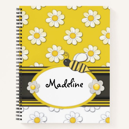 Gele Daisy Bee Spiraal Notebook Notitieboek (Voorkant)