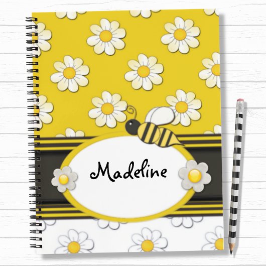Gele Daisy Bij Spiraal Notebook Notitieboek