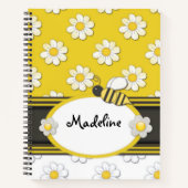 Gele Daisy Bij Spiraal Notebook Notitieboek (Voorkant)