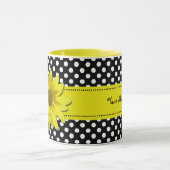 Gele Daisy Black en White Polka Dots Mok (Midden)