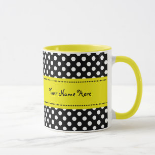 Gele Daisy Black en White Polka Dots Mok