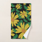 Gele daisy bloemen met groene bladeren badhanddoek bad handdoek (Handdoek)