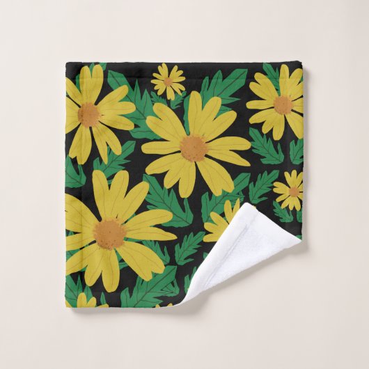Gele daisy bloemen met groene bladeren badhanddoek bad handdoek (Wasdoekje)