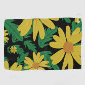 Gele daisy bloemen met groene bladeren golfhanddoe golfhanddoek (Horizontaal)