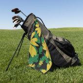Gele daisy bloemen met groene bladeren golfhanddoe golfhanddoek (Groen)