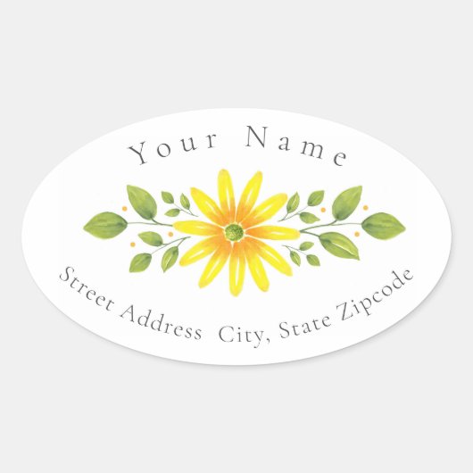 Gele Daisy Bloemen Swag Label (Voorkant)