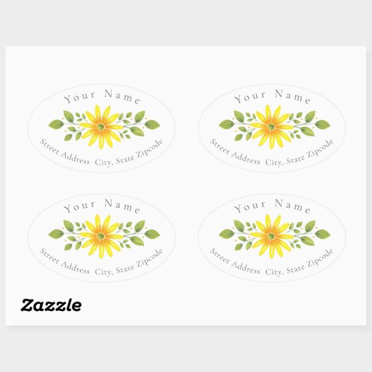 Gele Daisy Bloemen Swag Label (Vel)