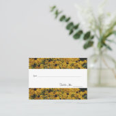 Gele Daisy Bloemen Trouwtafel Plaatskaartje (Staand voorkant)