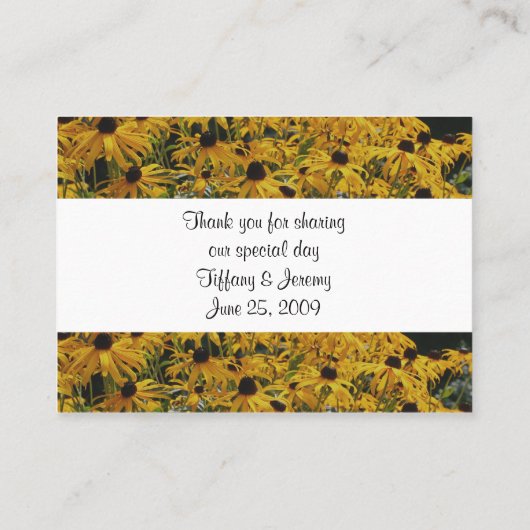 Gele Daisy Bloemen Trouwtafel Plaatskaartje (Achterkant)
