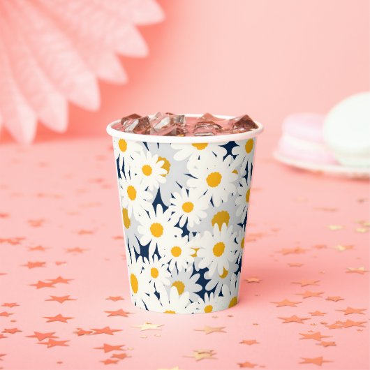 Gele Daisy Bloementuin Feest Papieren Bekers (Insitu)