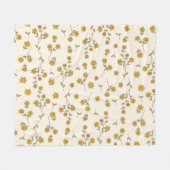 Gele Daisy Bloemmotief op Crème Fleece Deken (Voorkant (Horizontaal))