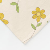 Gele Daisy Bloemmotief op Crème Fleece Deken (Hoek)