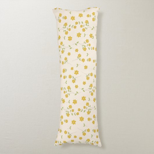 Gele Daisy Bloemmotief op Crème Lichaamskussen (Voorkant Verticaal)