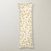 Gele Daisy Bloemmotief op Crème Lichaamskussen (Achterkant (Verticaal))