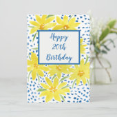 Gele Daisy Bouquet Blue Stippen Aangepaste verjaar (Staand voorkant)
