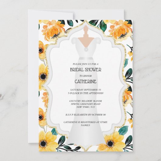 Gele daisy bride bruiloft bloem kaart (Voorkant)