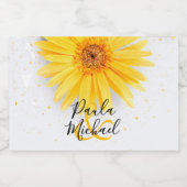 Gele Daisy Bruiloft Viering Mini Sparkling Wijnetiket (Enkel label)