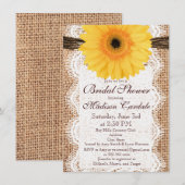 Gele Daisy Burlap Bridal Shower Invitations Kaart (Voorkant / Achterkant)