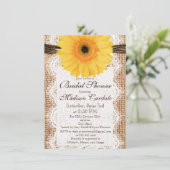 Gele Daisy Burlap Bridal Shower Invitations Kaart (Staand voorkant)