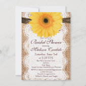 Gele Daisy Burlap Bridal Shower Invitations Kaart (Voorkant)