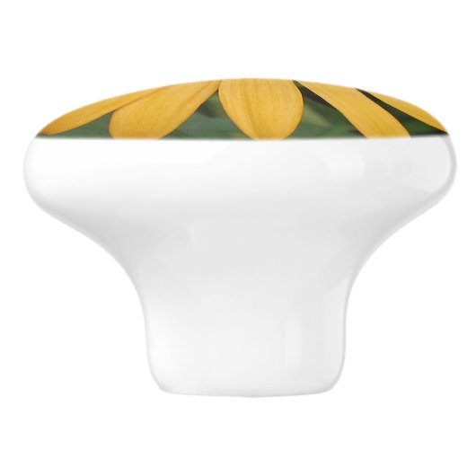 Gele Daisy Ceramic Knob. Keramische Knop (Zijkant)