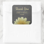 Gele Daisy Chalkboard rustieke bruiloft dank u Vierkante Sticker (Tas)