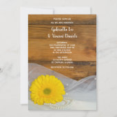 Gele Daisy en parellanzen landelijke bruinbruiloft Kaart (Voorkant)