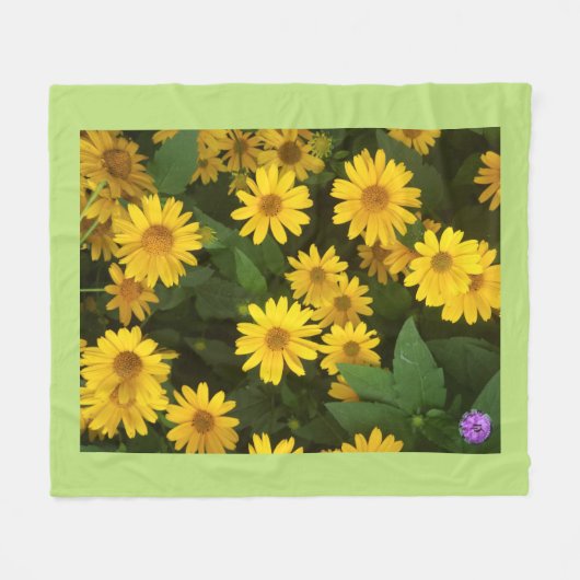 Gele Daisy Fleece Deken (Voorkant (Horizontaal))