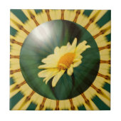 Gele Daisy Floral Abstracte Art Tile Tegeltje (Voorkant)