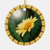 Gele Daisy Floral Abstracte Kunst Keramisch Ornament (Voorkant)