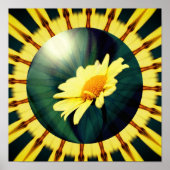 Gele Daisy Floral Abstracte Kunst Poster (Voorkant)