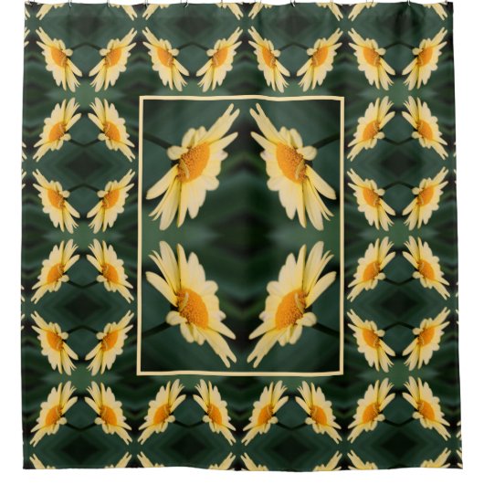 Gele Daisy Flower Close Up Pattern Douchegordijn (Voorkant)