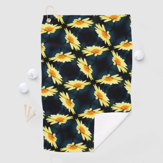 Gele Daisy Flower Close Up Pattern Golfhanddoek (Insitu)