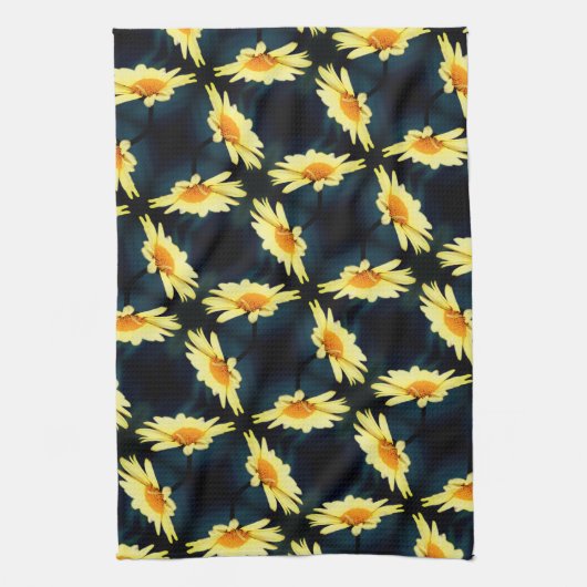 Gele Daisy Flower Close Up Pattern Theedoek (Verticaal)