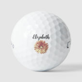  gele daisy flower met aangepaste naam dames golfballen (Voorkant)