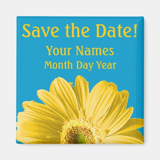 Gele Daisy Flower Save the Date Custom Magneet (Voorkant)