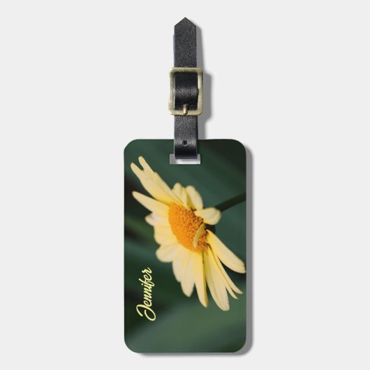 Gele Daisy Flower Up Personated Bagagelabel (Voorkant verticaal)