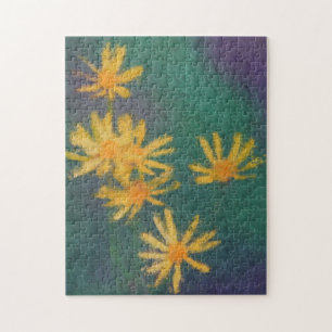 Gele Daisy Flowers Impressionist Foto schilderen Legpuzzel