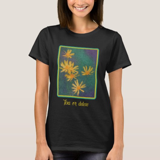 Gele Daisy Flowers Impressionist Foto schilderen T-shirt (Voorkant)