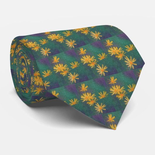 Gele Daisy Flowers Impressionist Painting Stropdas (Opgerold)