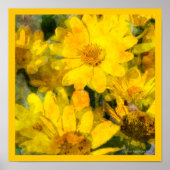 Gele Daisy Flowers Waterverf Kijk Poster (Voorkant)