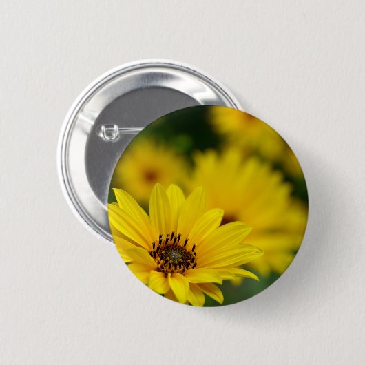 Gele Daisy Helenium Badge Ronde Button 5,7 Cm (Voorkant /achterkant)