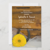 Gele Daisy Hoefijzer Westerse Post Bruiloft Brunch Kaart (Voorkant)