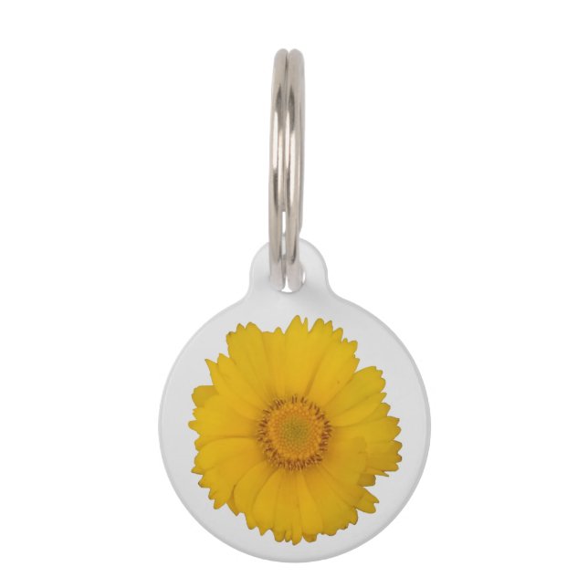 Gele Daisy Identificatielabel Huisdierpenning (Voorkant)