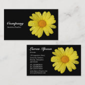Gele Daisy in de Regen - Zwart Visitekaartje (Voorkant / Achterkant)